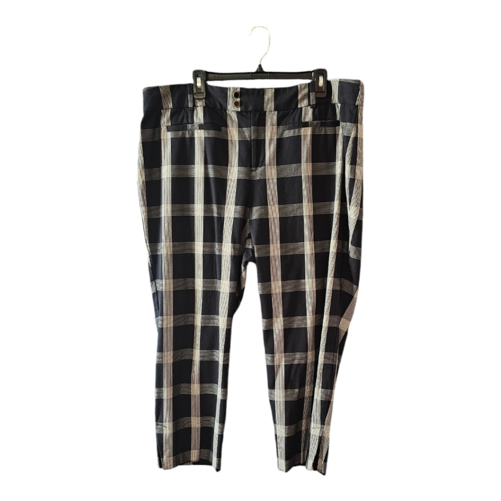 Anthropologie Black and White Plaid Cropped Pants